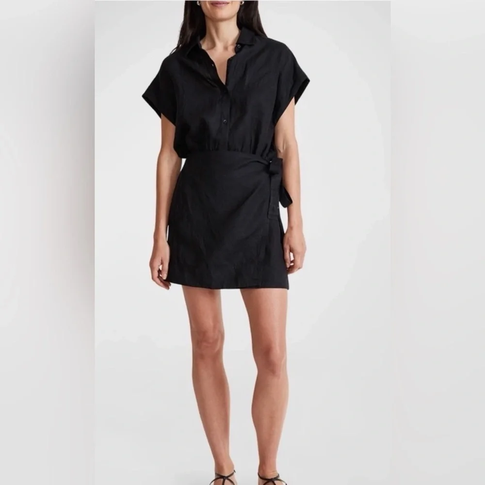 Apiece Apart Catania Wrap Linen Shirtdress green size small